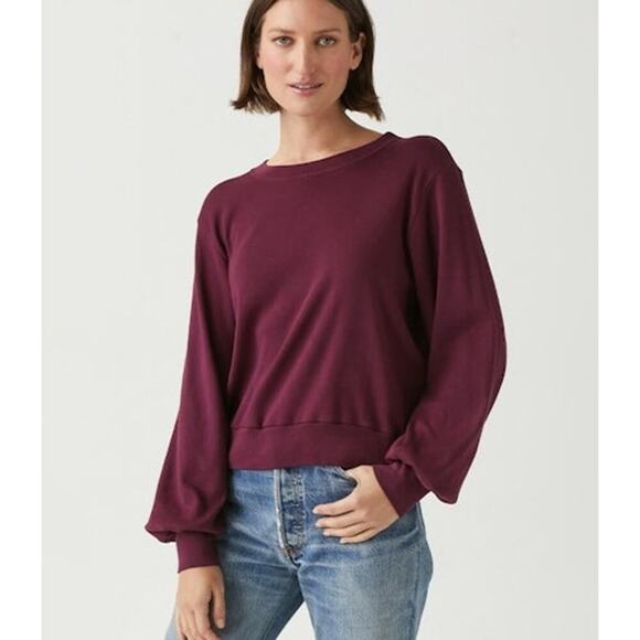 Michael Stars Tops - Michael Stars Mac Puff Sleeve Crew Neck Pullover Sweatshirt Plum Size OS NWT